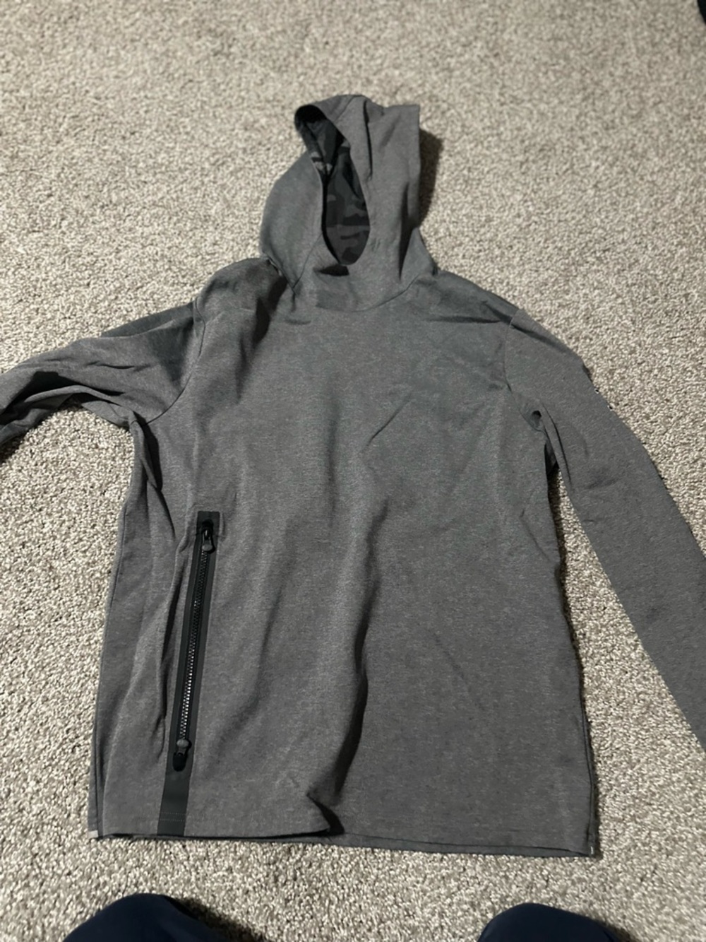 Men's Crewneck Hooded Sweater - Charcoal Gray